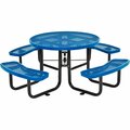 Global Industrial 46in Round Picnic Table, Expanded Metal, Blue 277150BL